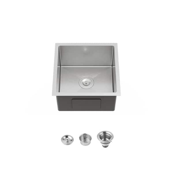 Inoxa 18 in. x 18 in. Undermount Single Bowl 16-Gauge Stainless Steel Kitchen Sink in Brushed Nickel