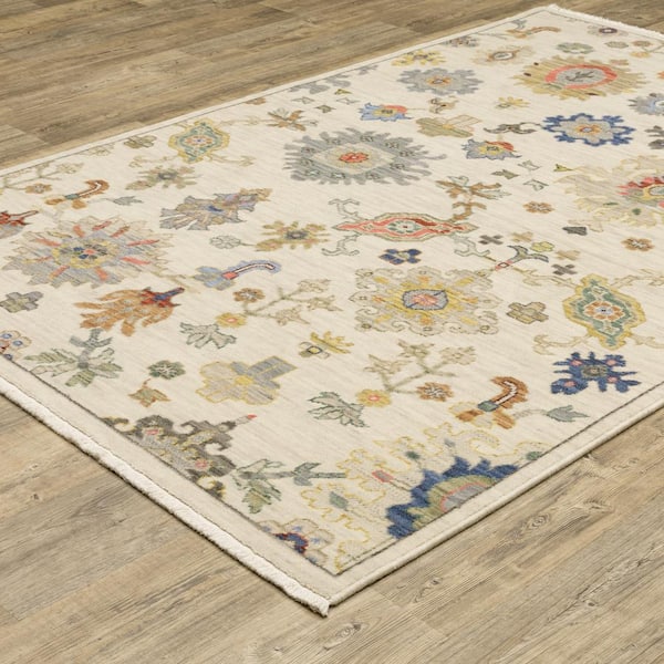Lavista Ivory/Multi-Colored 2 ft. x 6 ft. Vintage Persian Oriental Wool/Nylon Blend Indoor Runner Area Rug