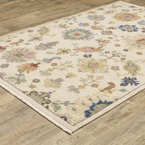 Lavista Ivory/Multi-Colored 2 ft. x 12 ft. Vintage Persian Oriental Wool/Nylon Blend Indoor Runner Area Rug