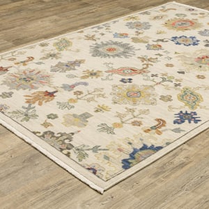 Lavista Ivory/Multi-Colored Doormat 3 ft. x 5 ft. Vintage Persian Oriental Wool/Nylon Blend Indoor Area Rug