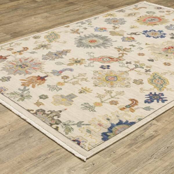 Lavista Ivory/Multi-Colored 5 ft. x 8 ft. Vintage Persian Oriental Wool/Nylon Blend Indoor Area Rug