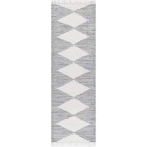 Collins Lined Diamonds Ivory 2 ft. x 8 ft. Moroccan Runner Rug
