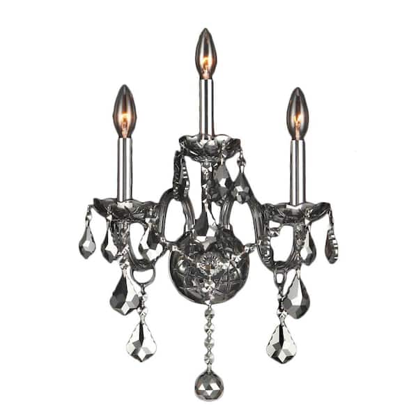 Worldwide Lighting Provence 3-Light Chrome Sconce with Crystals