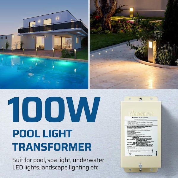 DEWENWILS Multi-tap Low Voltage 100-Watt Metal Pool Light