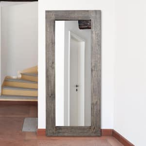 27.6 in. W x 63 in. H Farmhouse Rectangle Gray Wood Framed Oversized Full Length Mirror Floor Mirror