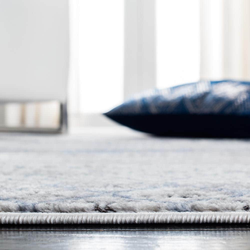 Amelia Grey and Light Blue Geometric Square Rug