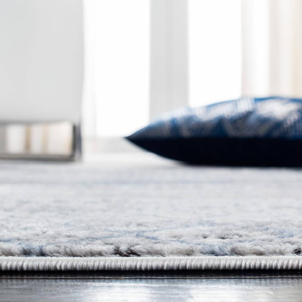 Amelia Grey and Light Blue Square Wool Area Rug