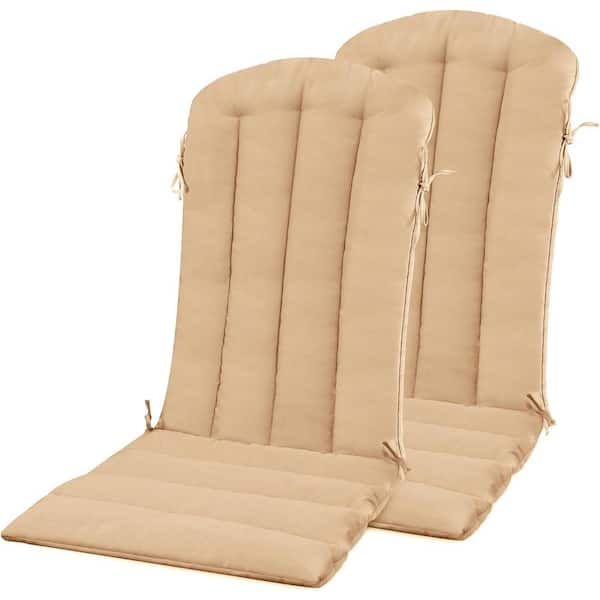 Mximu 19.7 in. x 18.9 in. Light Brown Patio Adirondack Chair Cushion with Straps for Indoor and Outdoor (set of 2)