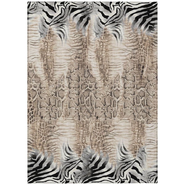Chantille Machine Washable Indoor/Outdoor Abstract ACN2276 Ivory 5 ft. x 7 ft. 6 in. Area Rug