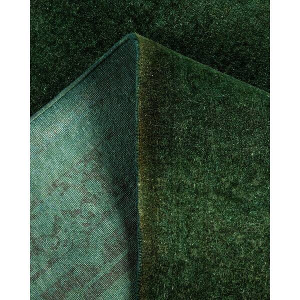 Overdyed Green 5 ft. x 10 ft. Solid Wool Indoor Runner Rug