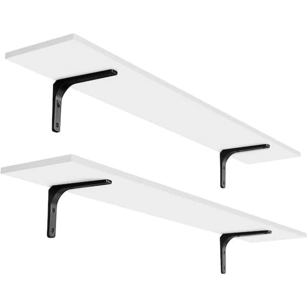 Unbranded 47.3 in. W x 7.9 in. D White Floating Shelf Decorative Wall Shelf (Set of 2)