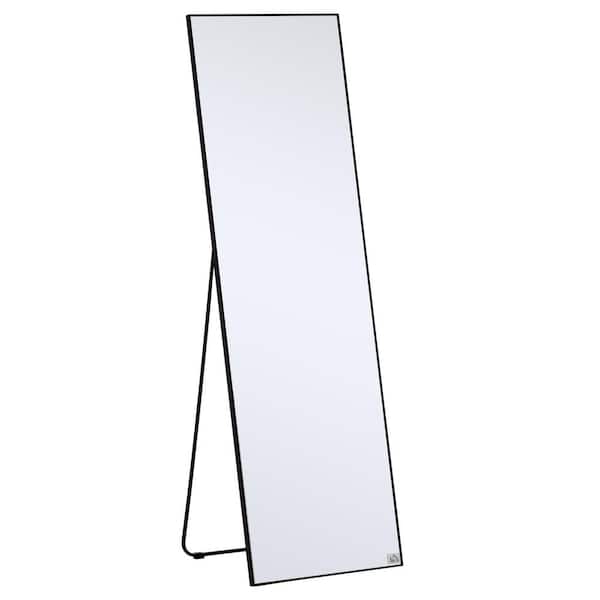 HOMCOM 19.75 in. Aluminum Alloy Dressing Mirror, Floor Standing or Wall Hanging, Framed Full Body Mirror for Bedroom