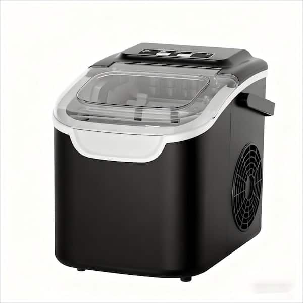 8.66 in. 26 lb. Portable Ice Maker Bullet Ice Machine with Selectable Ice Size in Black