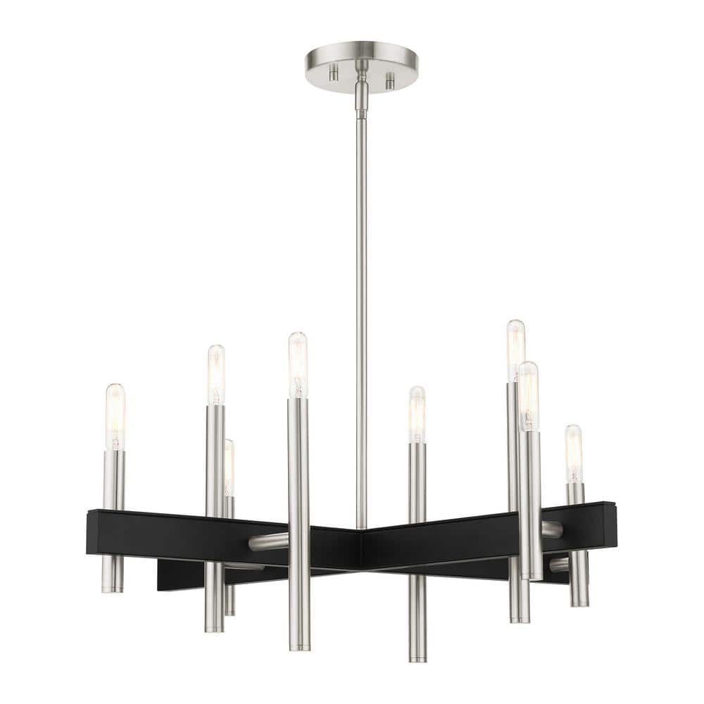 Brushed Nickel 28" 8-Light Candelabra Chandelier