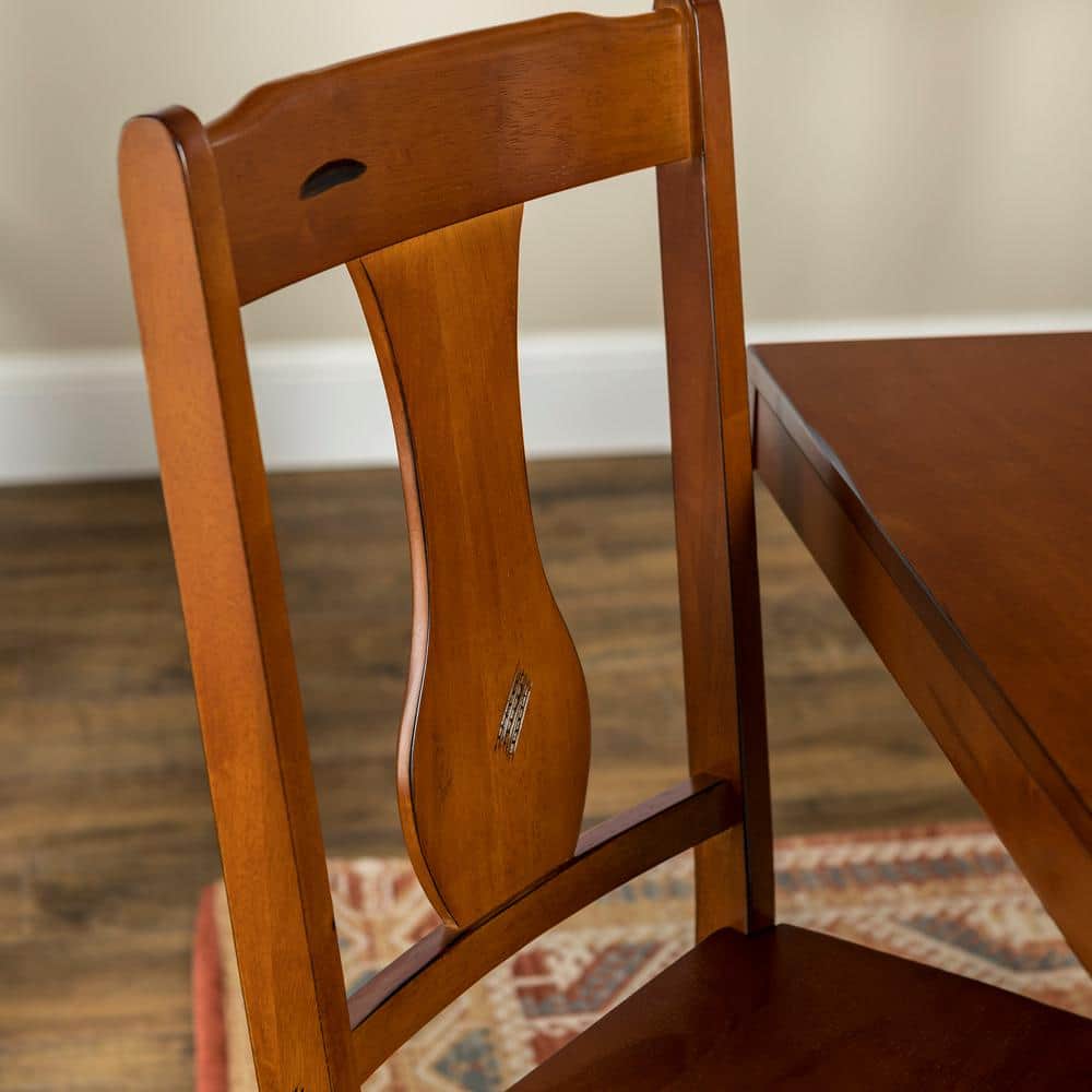 Dark Oak High Back Slat Wood Side Chair Set