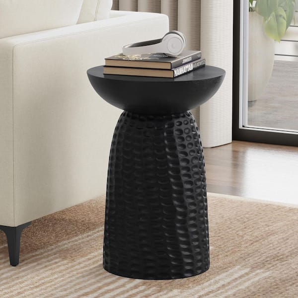 Boyd 16 in. Wide Round Solid Mango Wood End Table in Black