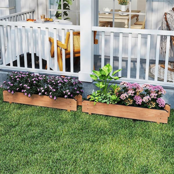 36 in. Rectangular Wooden Flower Planter Box Garden Yard Decorative Window Box