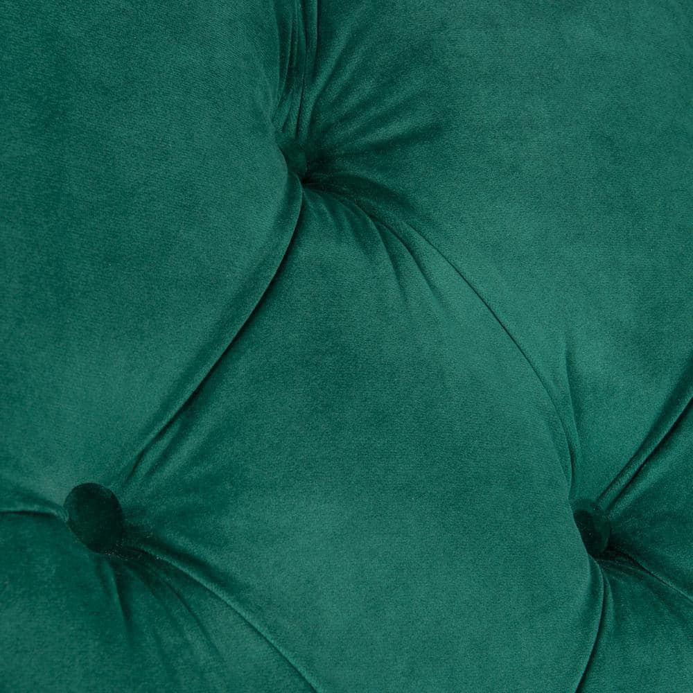 Emerald Velvet Tufted Club Chair with Espresso Wood Legs