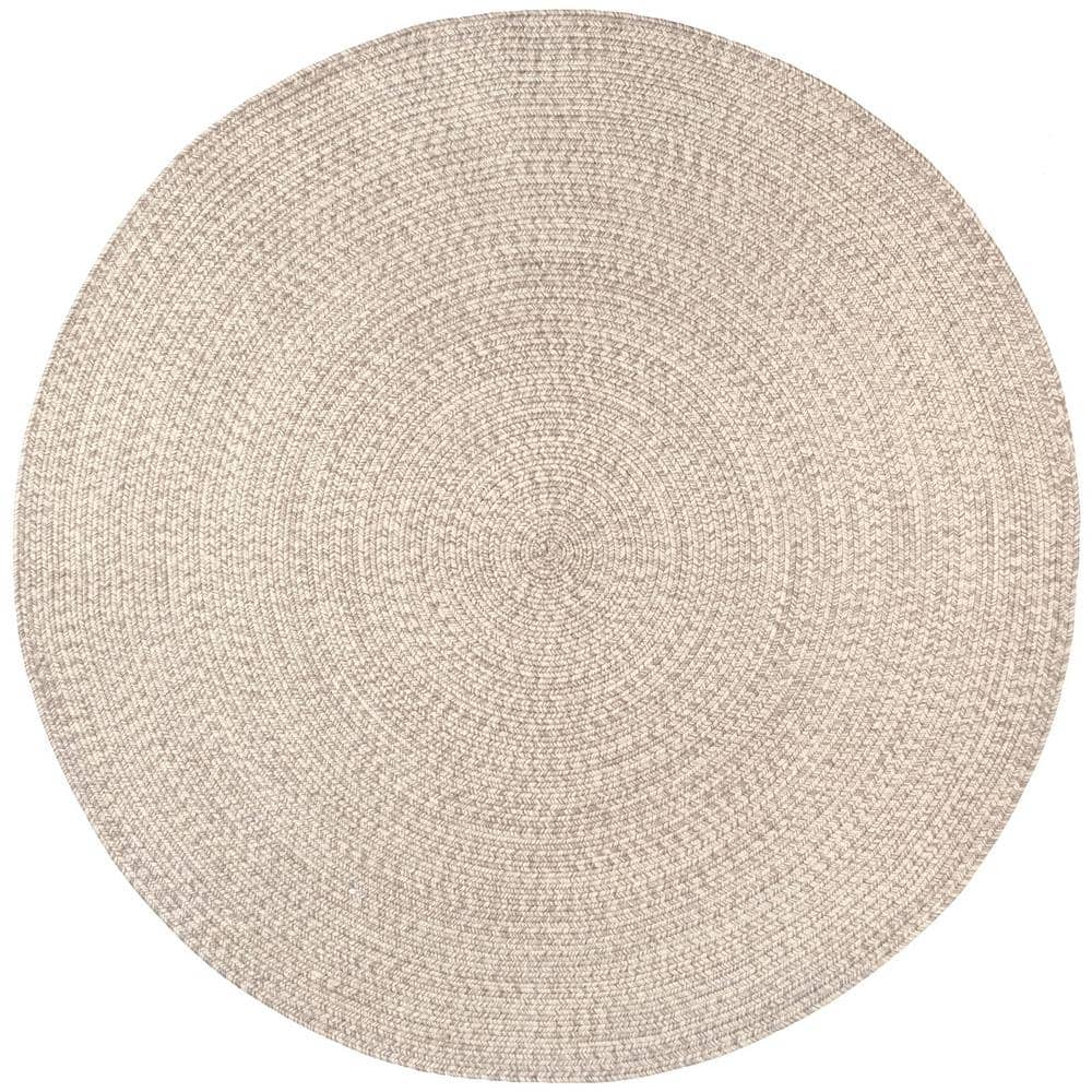 Brown Polypropylene 5 ft. x 5 ft. Solid Color Indoor Round Area Rug