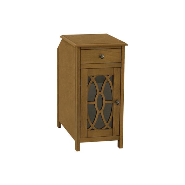 Unbranded 21.75 in. Dark Taupe Veneer Rectangle Top MDF End Table with Storage Drawer