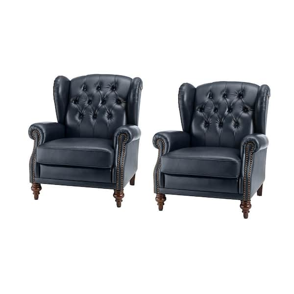 JAYDEN CREATION Pablo Navy 33 In Wide Genuine Leather Arm Chair With   Navy Jayden Creation Accent Chairs Z2lbch0054 Navy S2 64 600 