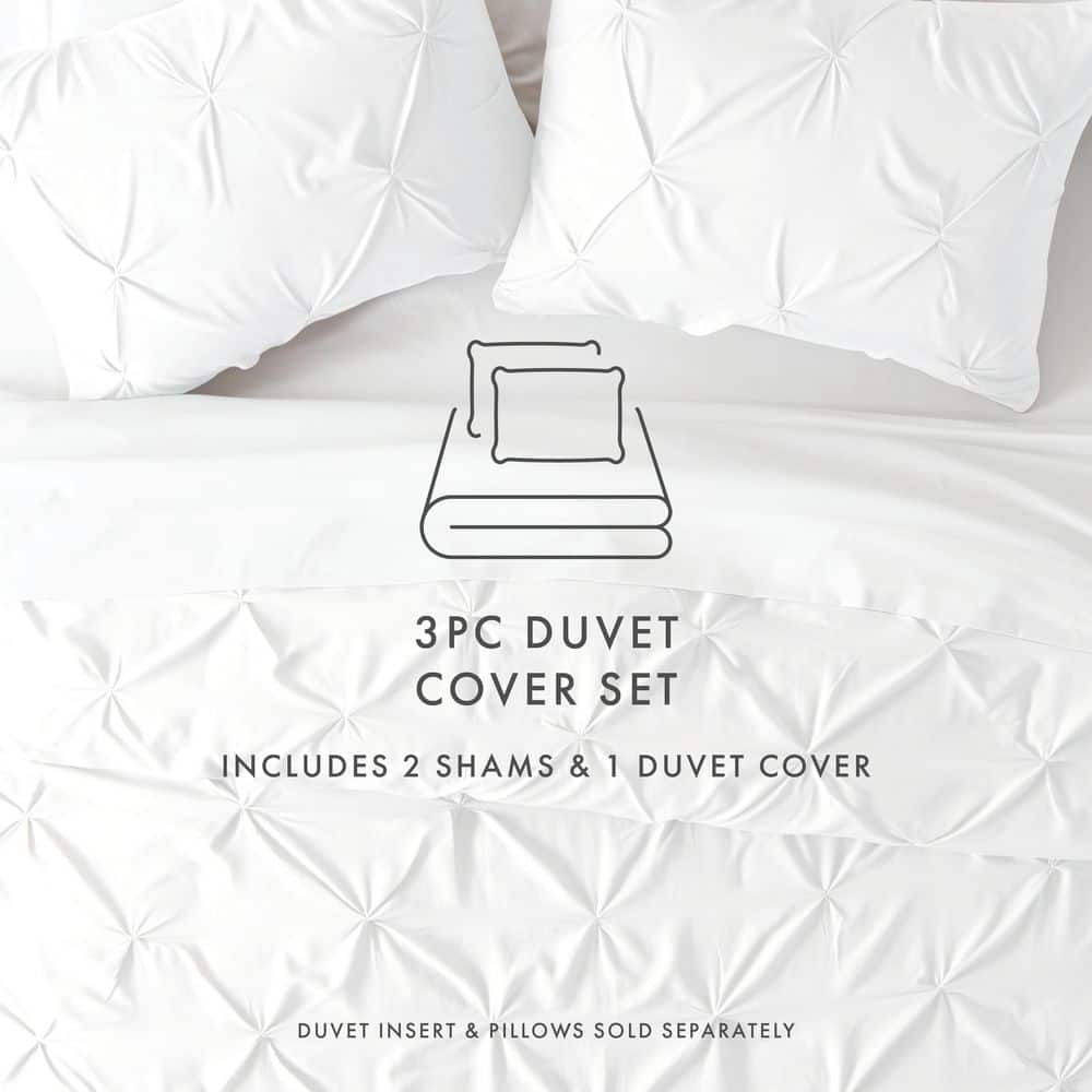 White Pintuck Full/Queen Microfiber Bedspread Cover Set