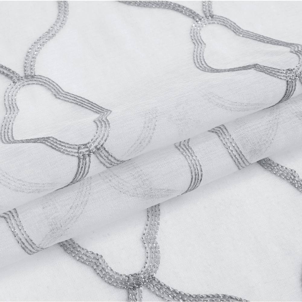 Silver Sheer Embroidered Grommet Window Panel, Ground Length