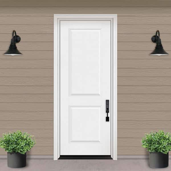 Regency 36 in. x 80 in. 2P Square Top LHIS Unfinished White Fiberglass Prehung Front Door with 6-9/16 Jamb