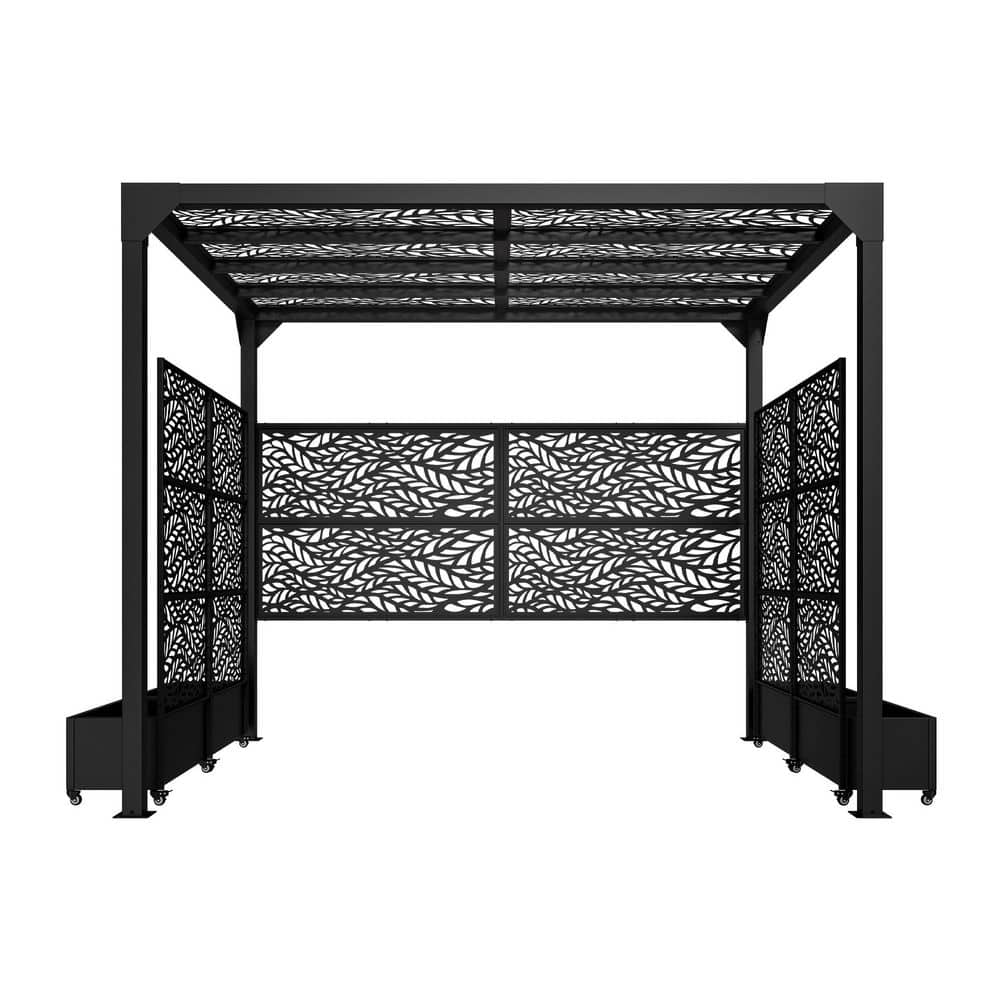 7.9 ft. x 9.8 ft. Black Outdoor Metal Pergola Hardtop Gazebo Tent for Patio With Planter Box - Patio Shade Structure price history on PriceWatchPro