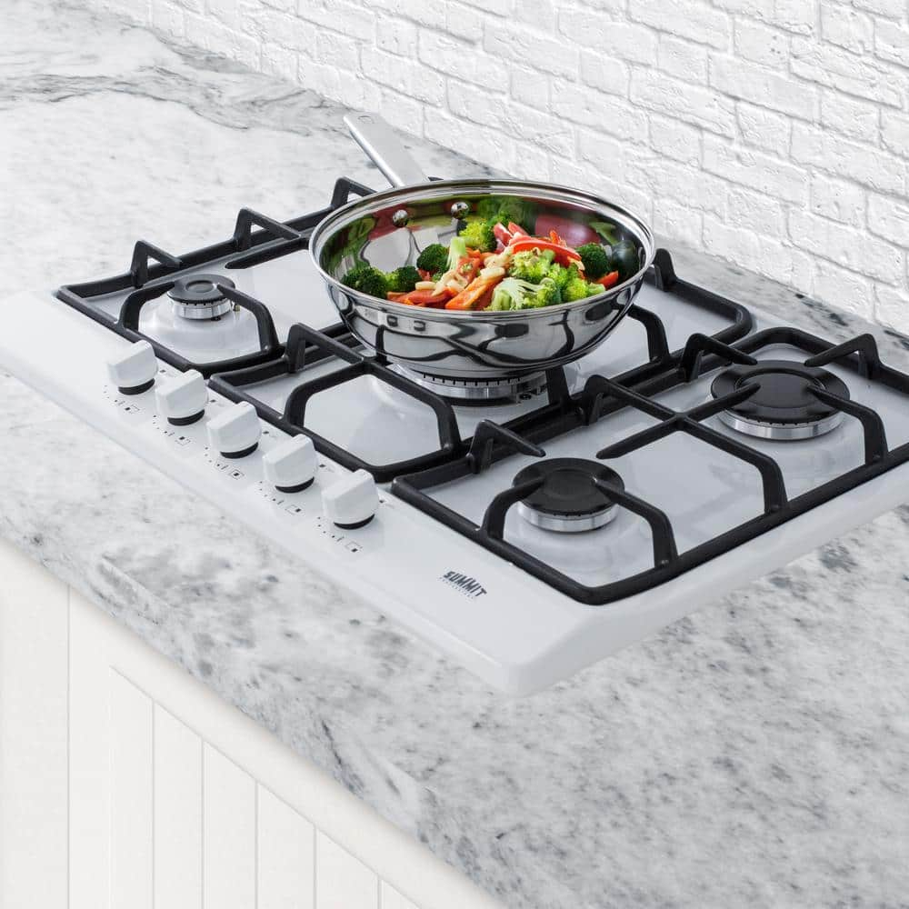 Summit Appliance 27 in. Gas Cooktop in White with 5 Burners including