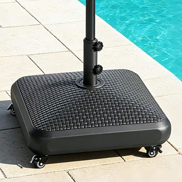 80 lbs. HDPE Mobile Patio Umbrella Base in Black