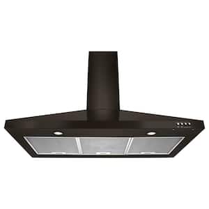 36 in. Contemporary Black Stainless Wall Mount Range Hood in Black Stainless Steel