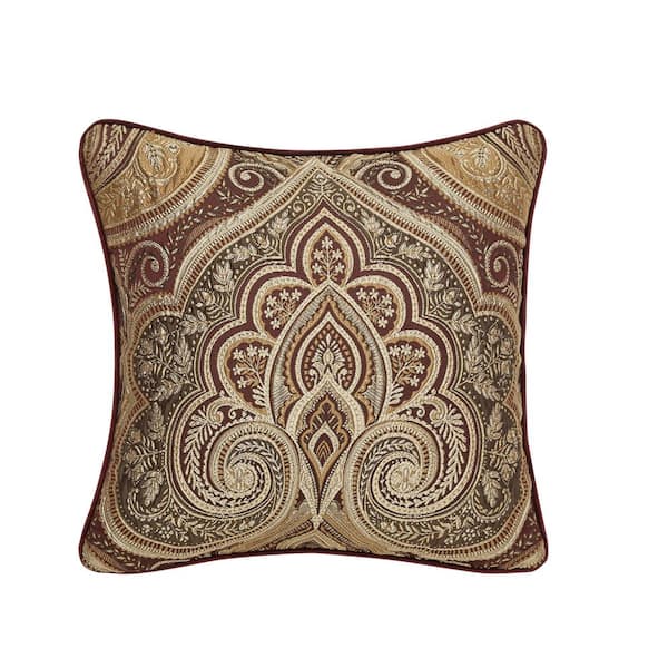 Bordeaux Crimson Polyester 20 in. Square Decorative Throw Pillow