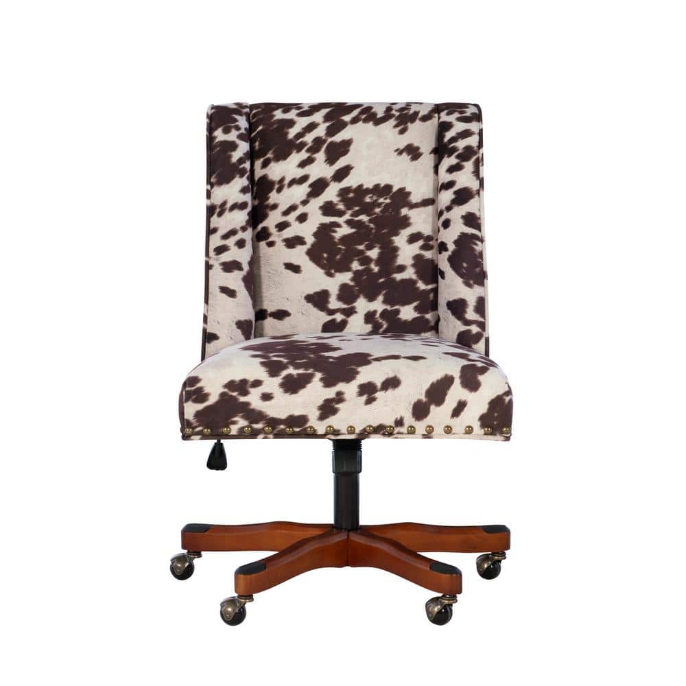Modern Executive Swivel Office Chair in Brown Cow Print