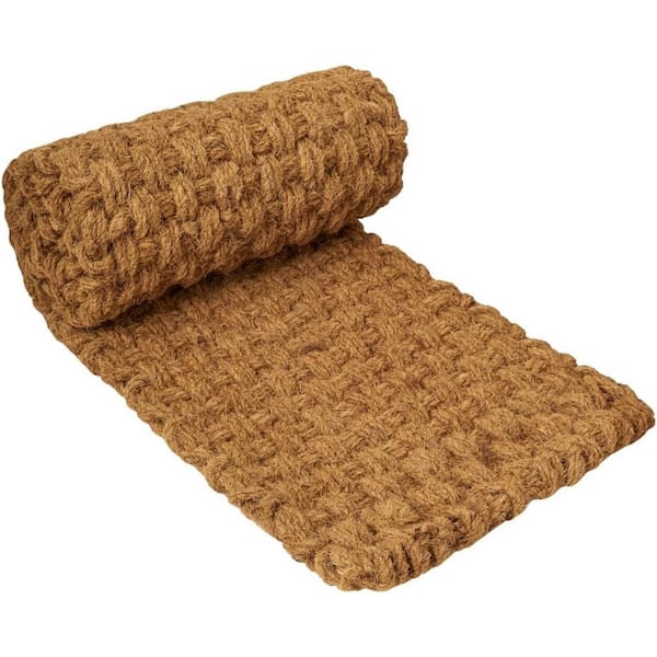 17 x 72 x 1.2 in. Natural Brown Coir Jute Hand-Woven Pathway Mat for Step Stone Walkways and Snow Protection