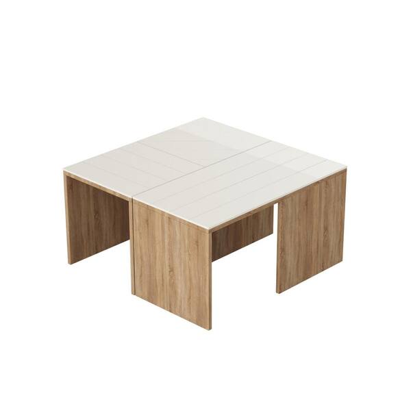 Tayse Rugs Cameron Oak and White Modern Coffee Table