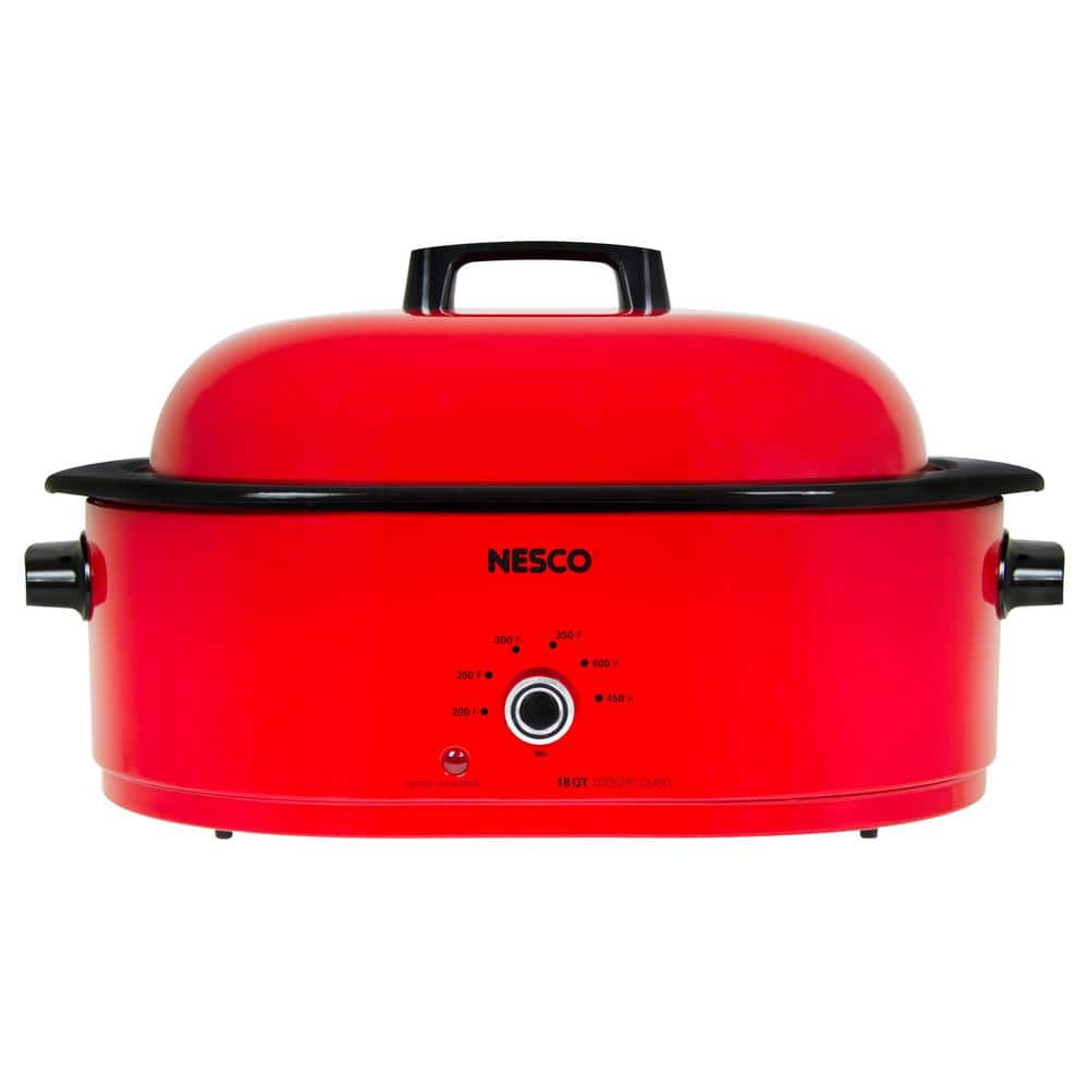 Nesco 18 qt. Red Roaster Oven with Porcelain Cookwell MWR18-12