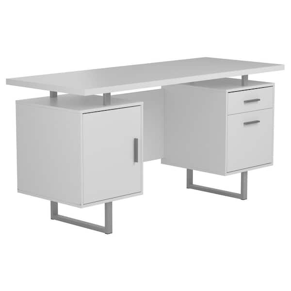 Coaster Lawtey 60 in. W White Gloss Floating Top Office Desk