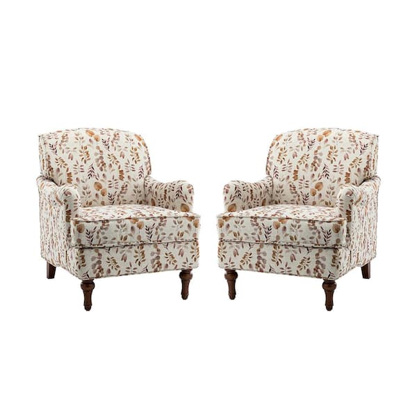 JAYDEN CREATION Acoetes Yellow Armchair with Turned Legs (Set of 2)