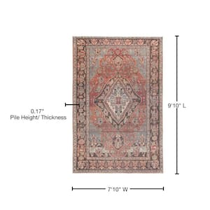 Fenella Rust/Gray 7 ft. 10 in. x 9 ft. 10 in. Bohemian Rectangle Area Rug
