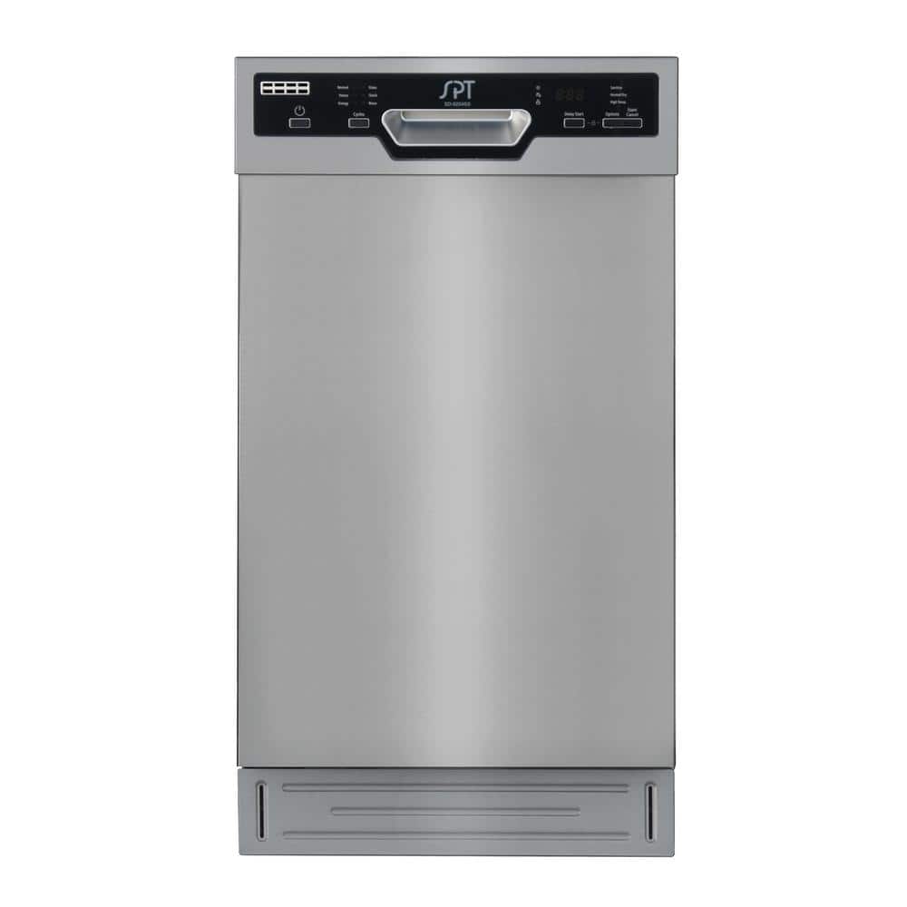 SPT 18 in. in Stainless Steel Front Control Smart Dishwasher 120-Volt Stainless Steel Tub, Silver
