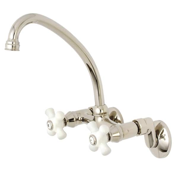 Kingston Brass Kingston 2-Handle Wall-Mount Standard Kitchen Faucet in Polished Nickel