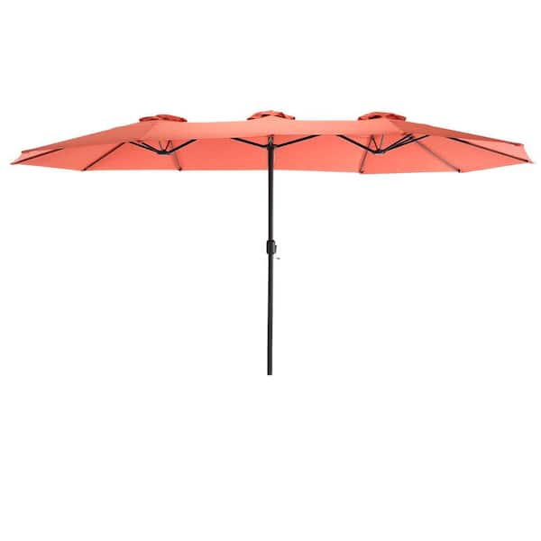 SUNRINX 14.8 ft. Market Double Sided Patio Umbrella in Orange