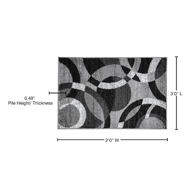 Modern Abstract Circles Gray 2 ft. x 3 ft. Indoor Area Rug