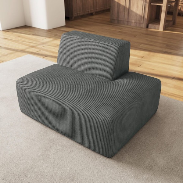 50.74 in. Armless Corduroy Rectangle 1-Seat Sectional Sofa in. Gray(Set of 1)