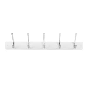 27 x 5 in. Wall Mounted Coat Rack, Each Hook Supports 7 lbs., 5 Hook, White
