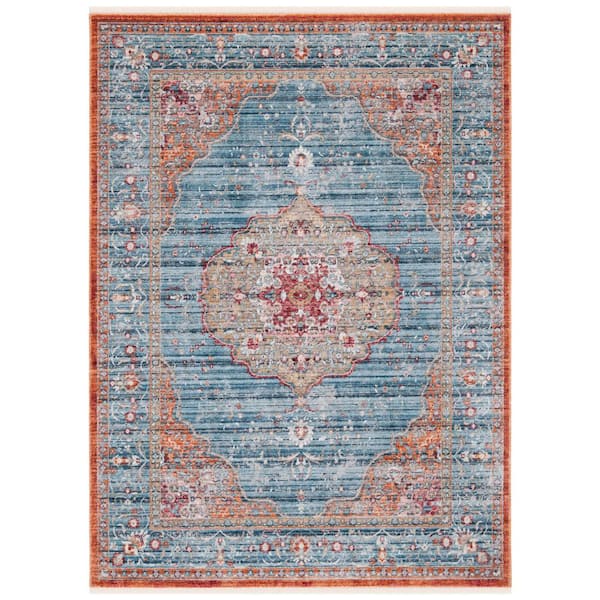 Kenitra Blue/Red 4 ft. x 6 ft. Area Rug