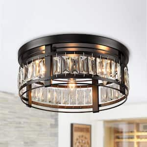 3-Light Black Flush Mount Chandelier