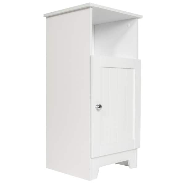 Contemporary Country 13.5 in.W x 11.75 in.D x 27.5 in.H Free Standing Single Door Cabinet With Wainscot Panels In White