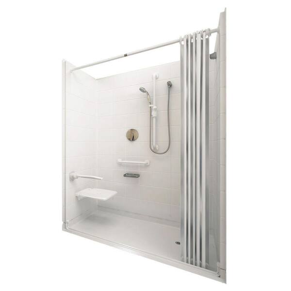 Ella Elite White 33-4/12 in. x 60 in. x 77-1/2 in. 5-piece Barrier Free Roll In Shower System in White with Right Drain